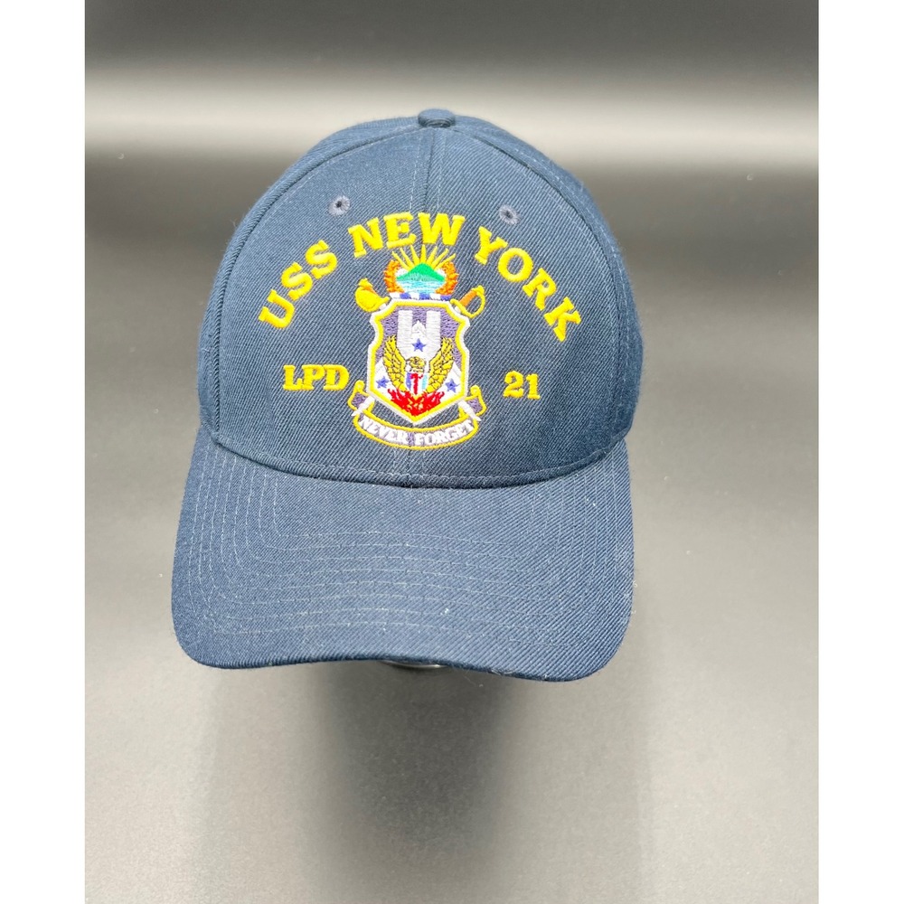 The Corps USS New York LPD 21 Navy Blue Embroidered Military Hat Made in USA